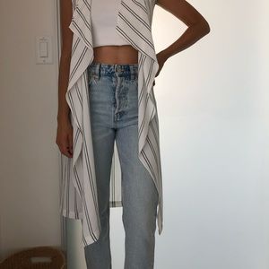 Striped sleeveless duster